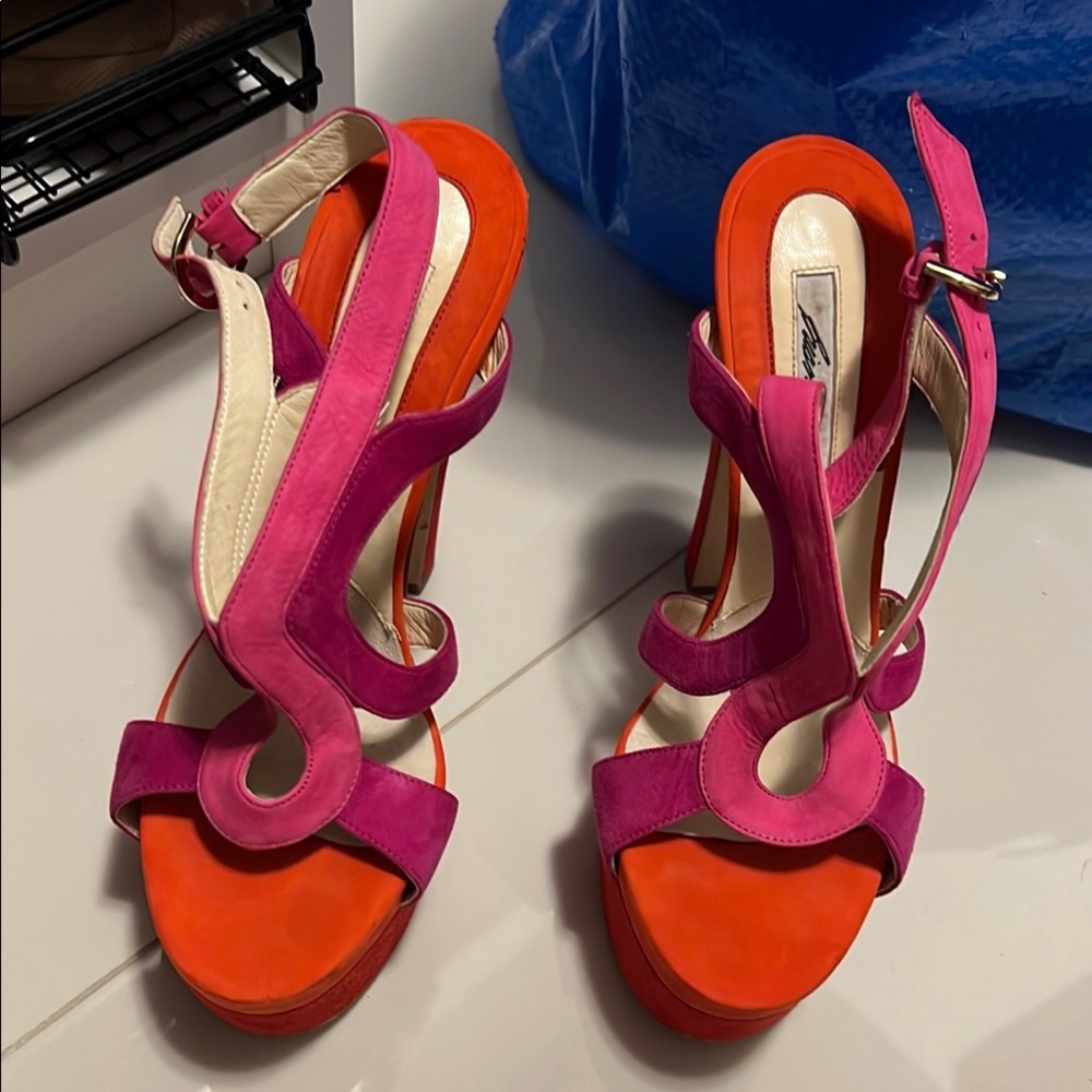 Brian Atwood Pink and Orange Heels